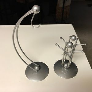 Napkin & Banana holders Pewter Silver Chrome Toned